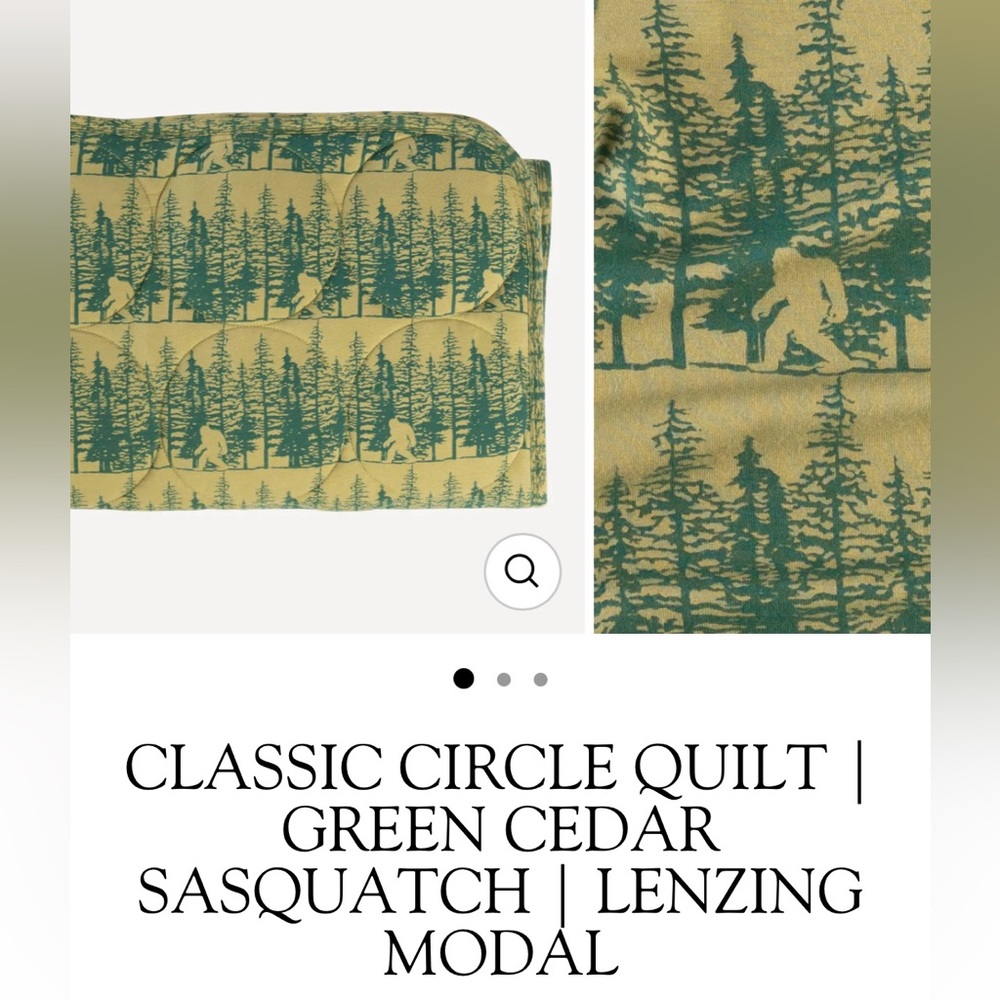 QUILT green cedar SASQUATCH LENZING MODAL Pacific Northwest woods forest Bigfoot